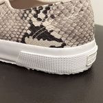 Superga Ivory Taupe Gray White Snakeskin Print Lace Up Sneakers 6 Faux Leather Photo 11