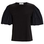 ALC Frank A.L.C. Black Cassandra Puff Balloon Taffeta Short Sleeve Tee Shirt xs black Photo 1