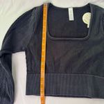 Aerie NWT Offline Black Size M Seamless Cable Square Neck Crop Top Gym Active Photo 6