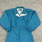 Roffe Ski Suit One Piece Snowsuit Full Zip Vintage Womens 14 Aqua Blue 80’s 90’s Black Photo 1
