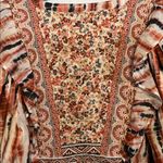 Tolani  Blouse Quilted Floral Peasant Puff Sleeve Made in India Size Medium Photo 4