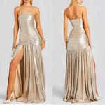 Retrofête RETROFETE Josie Metallic Maxi Strapless Gown Champagne Medium Photo 8