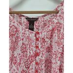 Bit & Bridle Top XL Red Floral Button Smocked Pleats gauzy romantic Photo 1