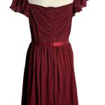 MissMay Retro Lace Chiffon Swing Dress L Wine Red Flutter Sleeve Lined Zip NEW Size L Photo 4