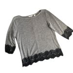 New York & Co. Gray with Black Lace Sweater Photo 0