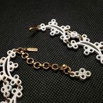 Monet VTG 70s RARE RUNWAY  White Enamel Lacy "PRIMAVERA" BIB Necklace Book Piece Photo 4