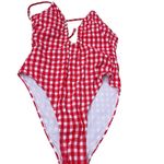 Wild Fable Women's Red Check Pattern Keyhole One Piece Swimsuit - Medium - NWT Photo 1