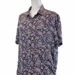 Denim & Flower XL  Button Down Shirt Paisley Print Artsy Summer Work Office Photo 2