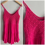 City Vibe  pink crochet crinkle floral boho beach mini dress Photo 1