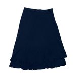 Carmen Marc Valvo Signature Solid Black Silk Layered Midi Skirt Women’s Size 10 Photo 2