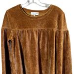 Madewell  Women's Brown Corduroy Swing Blouse Size Small Boxy Long Bell Sleeve Photo 1