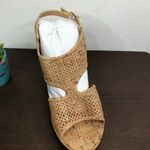 NEW VANELI Eleni Natural Cork Wedge Sandals Gold Buckle Open Toe Heels Size 11M Tan Photo 3