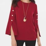 Chico's Chico’s Red Military Style Gold Button Sleeve Top Photo 0