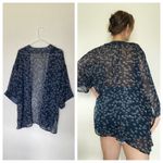 Lucky Brand  Swim Kimono Coverup Navy Cream Vacation Beach Sheer Photo 4