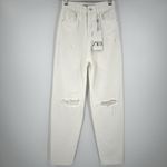 ZARA  High Rise Slim Leg Mom Ankle Rigid Jeans‎ White Denim Women’s Size 0 NWT Photo 2