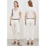 Nili Lotan East Hampton Slim Fit Frayed Hem Cropped Pants Eggshell Womens Size 0 Photo 0