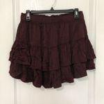 Aerie New Sweet N Silky Maroon Drawstring Mini Skirt Size Medium - Chic & Comfy Photo 3