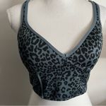 PINK - Victoria's Secret Pink Active Victorias Secret • Slate Blue Black Leopard Long Line Sports Bra Photo 1