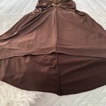 Candie's Candie’s Brown Sleeveless Ring Detail Midi Dress L Glam Mob Wife Cocktail Party Photo 12