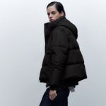ZARA Plain Hooded Quilted Jacket Photo 5