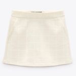 ZARA EUC Ecru Textured Tweed Skort | XS Extra Small Cream White Check Plaid Photo 0