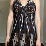 Valerie Bertinelli Boho Maxi Dress with Beaded Broach Size 6 Brown Photo 1