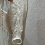 Unique Vintage NWT Lace Ivory Maxi with Bishop Sleeves deep plunge Sz L Fairy Photo 9