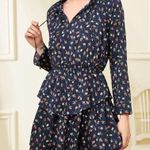 Julie Brown Dress Joanne Mini Floral Print Tie Neck Tiered Hem Wanderlust XS NWT Photo 2