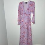 Lulu’s My Whole Heart Lavender Floral Print Long Sleeve Wrap Dress Size Small Purple Photo 4