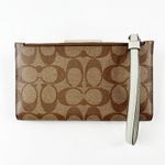 Coach Signature C Canvas Phone Tech Wallet Wristlet Brown Sage Green Photo 4