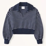 Abercrombie & Fitch ABERCROMBIE Drama Collar V-Neck Striped Sweatshirt XS NEW Photo 1