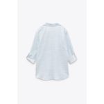 ZARA  Women Linen Striped 3/4 Sleeve Button-Down Shirt Blue White Size XS NEW Photo 2