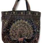 Vintage Peacock Tote Bag Black Photo 4