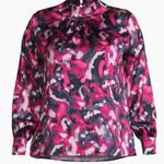 Nine West  DRESS BLOUSE  HIGH NECK LONG SLEEVES PLUZ SIZE XXL Pink Floral Photo 0
