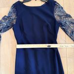 Theia Midnight Blue Mermaid Gown Lace Jeweled Sleeves New Years Party Formal NWT Size 8 Photo 10