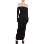 Altuzarra Trikera Off-Shoulder Jersey Maxi Dress sheer long sleeve black size XS Photo 5