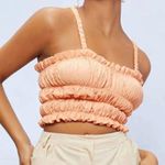 Ruched Solid Crop Cami Top Pink Size M Photo 0
