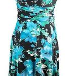 Jones Studio Dress Blue Green Floral 8 V-Neck Sleeveless Side Zip New Photo 1