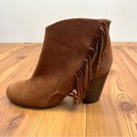 Maurice's Maurice’s Fringe Boho Ankle Zip Boots size 11 Brown Faux Suede Block 3” Heel Photo 1