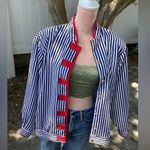 Vintage Joyce Navy Nautical Striped Jacket Medium Blue Size 10 Photo 4
