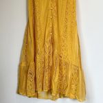 Lulus NWT  Zahria Golden Yellow Lace Button Front Midi Dress - Size Large Photo 7