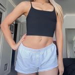 black active cropped tank top built in bra Photo 2