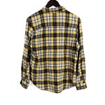 Wildfang Yellow Gray Plaid Long Sleeve Flannel Shirt Patch Pocket Medium Photo 1