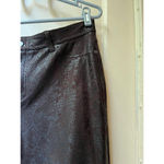 Chico's  dark brown stretch metallic embossed coated snakeskin jegging, Size 25 Photo 2