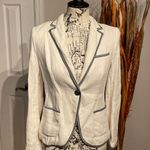 ZARA Vintage Linen Blazer Trimmed Fit Flare Summer Work Beach Preppy Tomboy Vacations Travel Photo 0