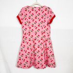 Unique Vintage New Retro Cherry Print Button Front Mini Fit Flare Dress Pink Red Photo 3