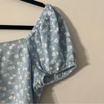 LA Hearts Pacsun/ Blue Floral Puff Short Sleeve Open Top With Front Tie Bows XS Photo 9