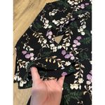 Ann Taylor  Black Purple White Floral Long Sleeve Blouse Bell Sleeve Medium Photo 1