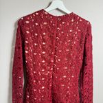 ZARA  Crochet Lace Boho A Line Mini Dress‎ Size Large Burgundy Wine Valentine Photo 10