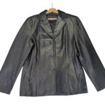 Siena Black Leather‎ Jacket Women's Size 12 Biker Moto Photo 0
